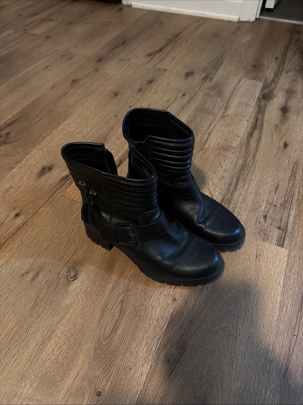 Mossimo Supply Co. Black Moto Ankle Boots with Buckle